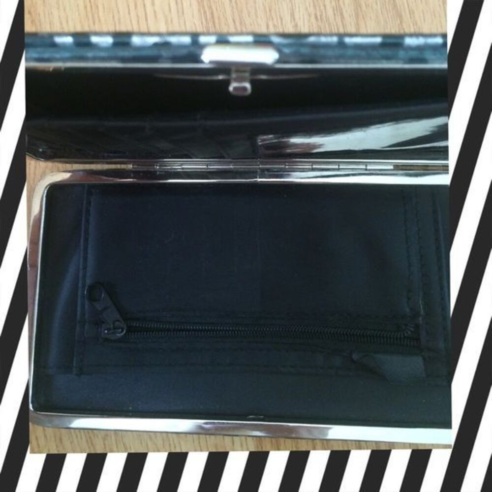 Animal Print Silver Black Metallic Clasp Clutch Wallet - Picture 4 of 4